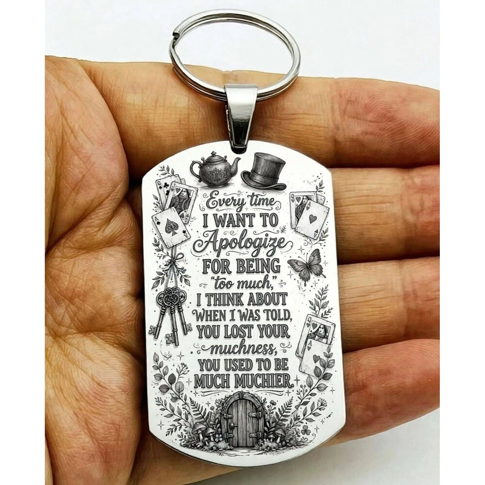 Alice Quote Cartoon Movie Funny Cute Line Stainless Keychain Sweet Art Hat